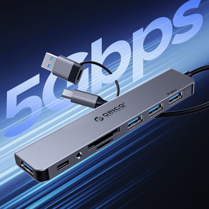 Orico YSB4-U2 USB-C Hub Docking Station 2x USB-A 2.0 + 1x USB-A 3.0 + 1x USB-C 2.0 + 1x USB-C - Gray