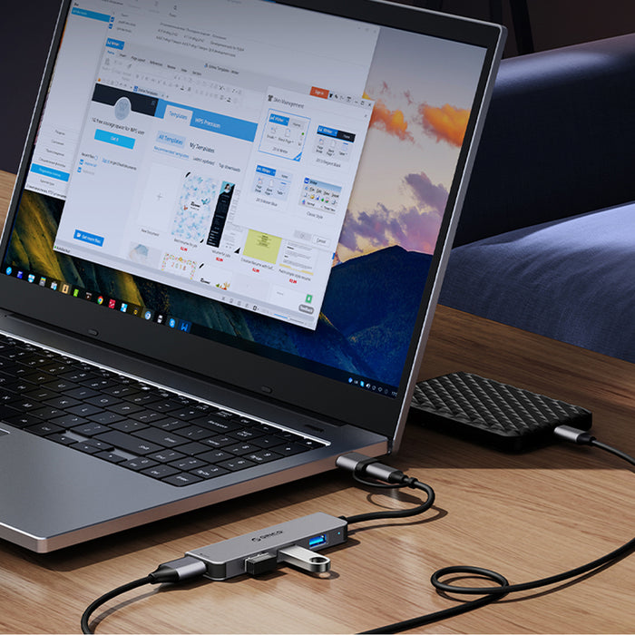 Orico YSB4-U2 USB-C Hub Docking Station 2x USB-A 2.0 + 1x USB-A 3.0 + 1x USB-C 2.0 + 1x USB-C - Gray