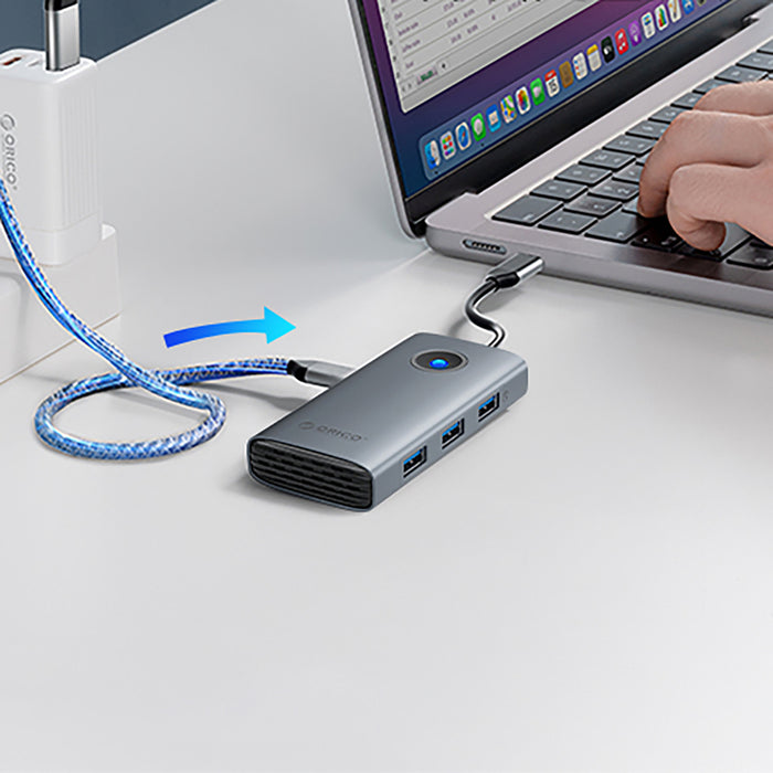Orico PW11-6P USB-C Hub Docking Station 3x USB-A 3.0 + 1x USB-C 2.0 + 1x HDMI - Gray