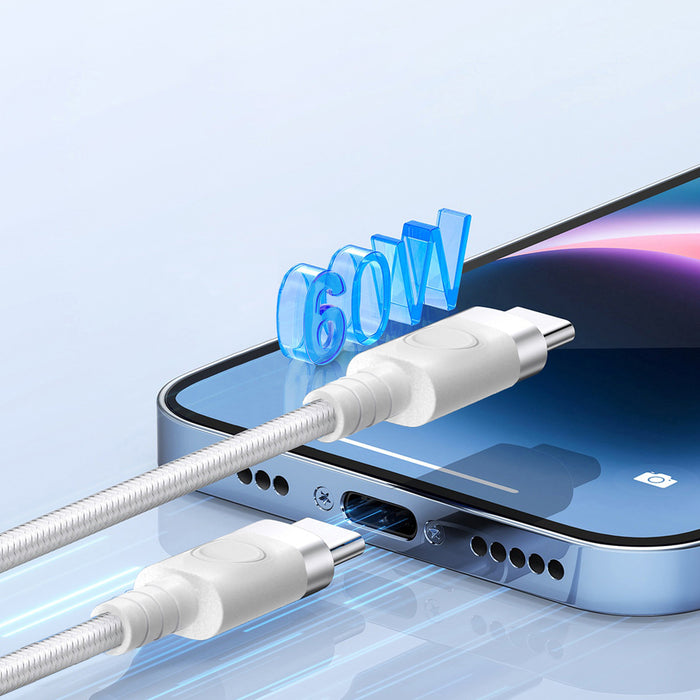 Orico CDX 60W 3A Power Delivery USB-C - USB-C 1m Cable - White
