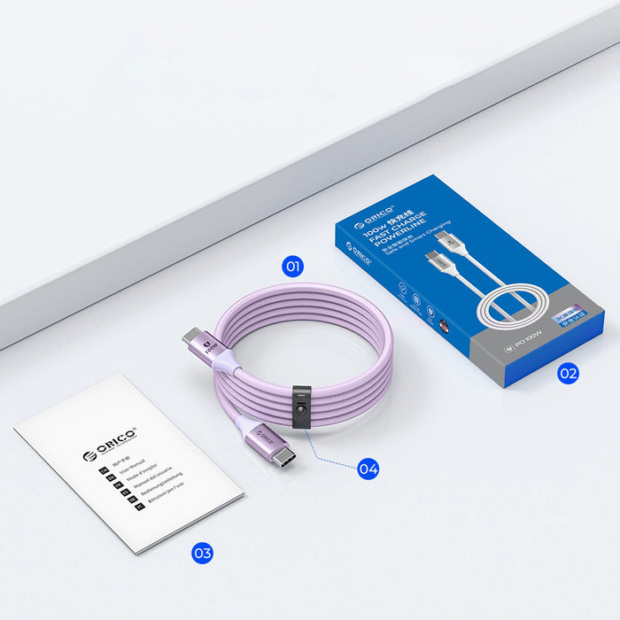 Orico CDX 100W 5A Power Delivery USB-C - USB-C cable 1m - purple