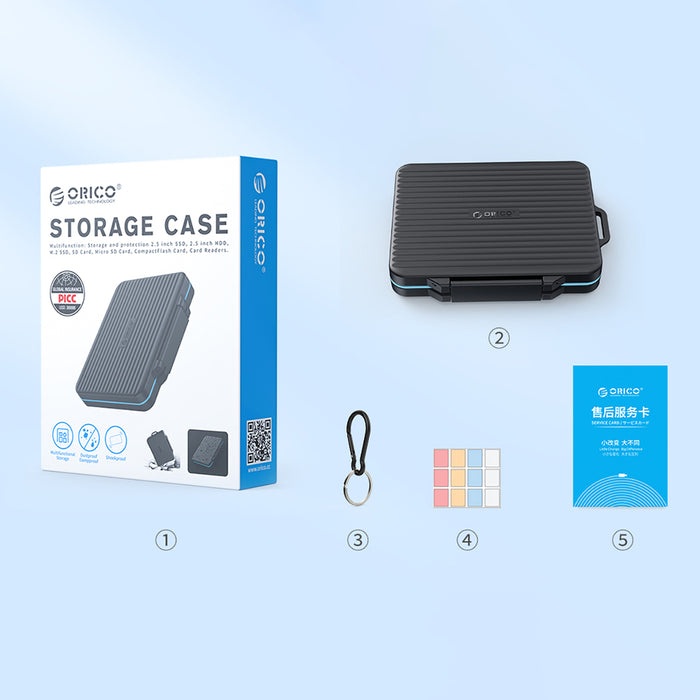 Orico PHCD Case for Memory Cards and Data Media Black 2.5" SSD 2.5" HDD M.2 SSD SD Micro SD CompactFlash Card Readers - Black