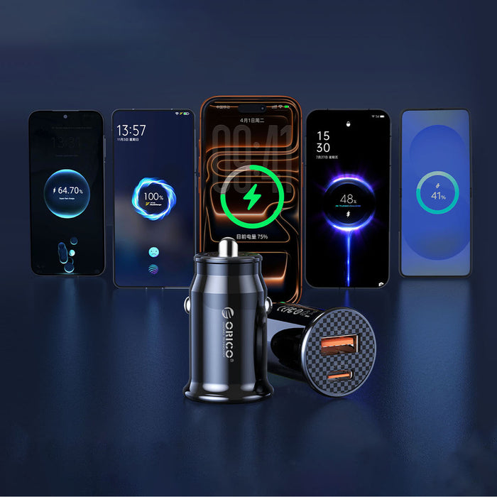 Orico PowerMini 30W USB-C + USB-A Car Charger - Black