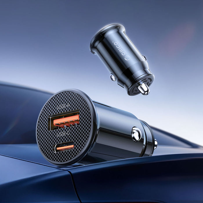 Orico PowerMini 30W USB-C + USB-A Car Charger - Black