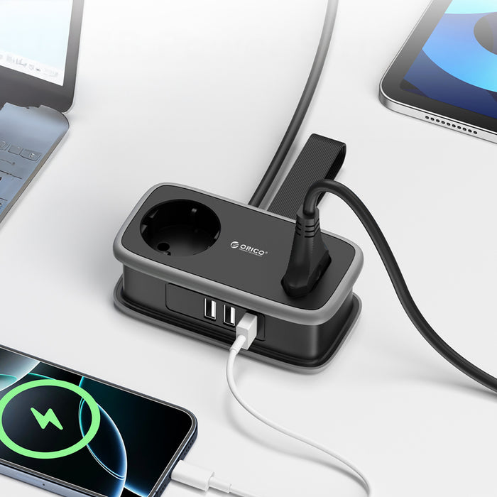Orico APP 15.5W 5in1 Power Strip 2x AC + 2x USB-A + 1x USB-C - Black