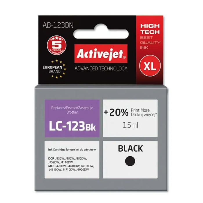 Original Ink Cartridge Activejet AB-123BN Black - Оригинални Касети с Мастило<<<Електроника Периферни и резервни