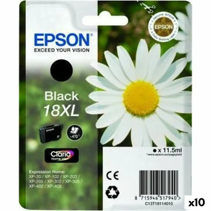 Original Ink Cartridge Epson Nº18XL Black (10 Units) (1 Unit) - Електроника Периферни и резервни части<<<Компютри|