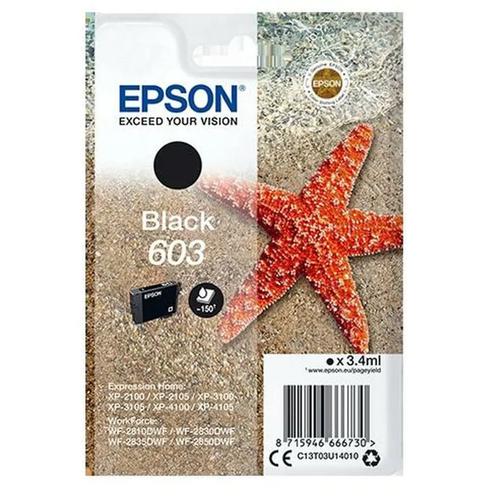 Original Ink Cartridge Epson P-2100 3100 4100 / WF-2830DWF 2850DW - Nº 603 Black (10 Units) - Електроника Периферни и