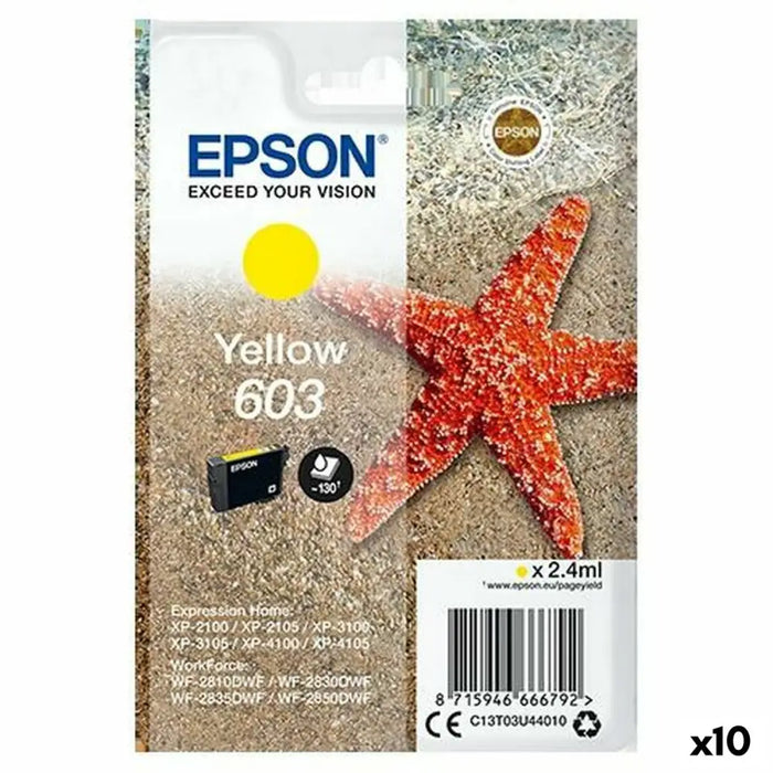 Original Ink Cartridge Epson XP-2100 3100 4100 / WF-2830DWF 2850DW - Nº 603 Yellow (10 Units) - Електроника Периферни и