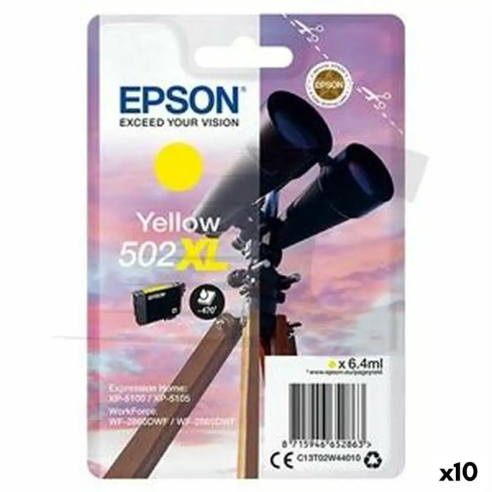 Original Ink Cartridge Epson XP-5100 5105 WF2860DWF 2865DWF Nº 502XL Yellow (10 Units) - Електроника Периферни и