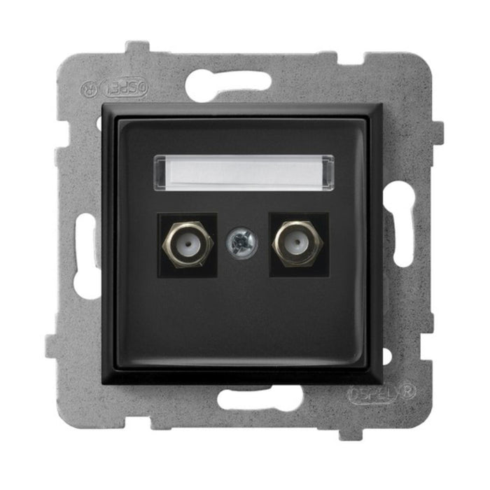 SOCKET TV FEMALE F-CONNECTOR BLACK MAT