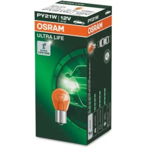 OSRAM AMBER ULTRA LIFE PY21W 12V CARTON BOX 10 PCS - АВТОАКСЕСОАРИ<<<MaxCar