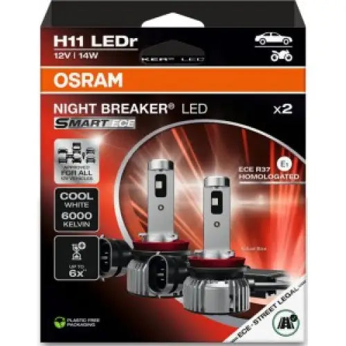 OSRAM H11 LED NIGHT BREAKER SMART ECE 6000K 14W 12V HANGING FOLDING BOX X2 PCS - АВТОАКСЕСОАРИ<<<MaxCar&&&КРУШКИ И