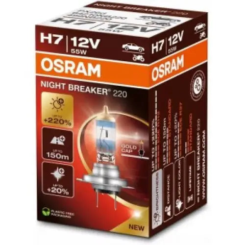 OSRAM NIGHT BREAKER +220% H7 55W 12V CARTON BOX 1 PCS - АВТОАКСЕСОАРИ<<<MaxCar&&&КРУШКИ И СВЕТЛИНИ<<<MaxCar