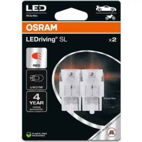 OSRAM RED W21W LED 1,4W 12V CARTON BLISTER X2 PCS - АВТОАКСЕСОАРИ<<<MaxCar