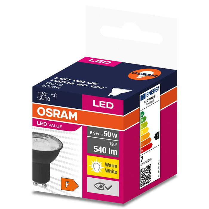LED LAMP BLACK GU10 120° 6.9W 2700K