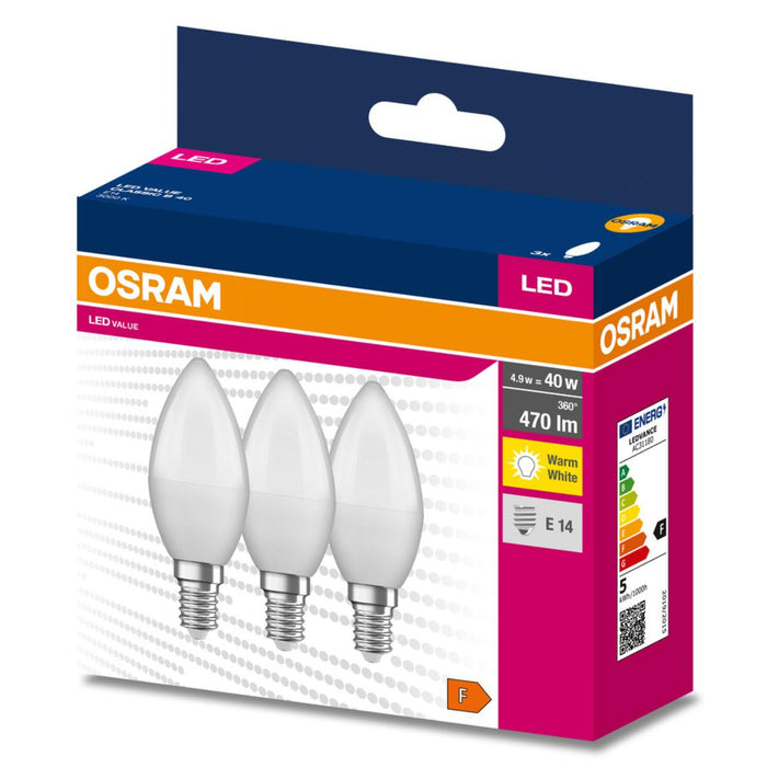 LED VALUE LAMP CLB40 E14 3000K 3 PCS