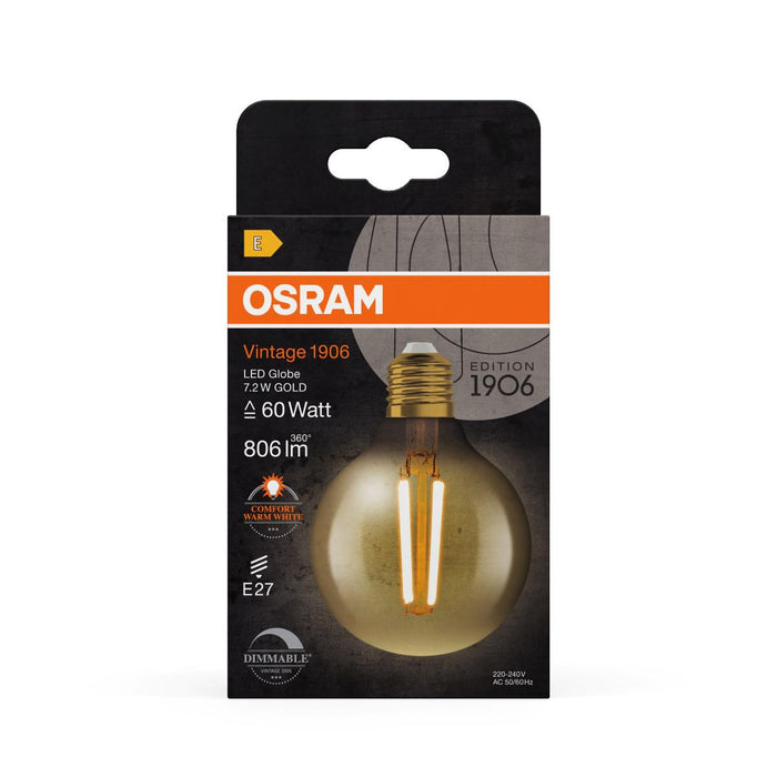 LED LAMP VINTAGE GLOBE80 GOLD60 DIM E27