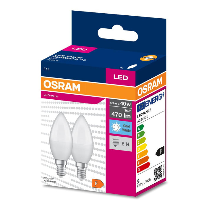 LED VALUE LAMP CLB40 E14 4000K 2 PACK