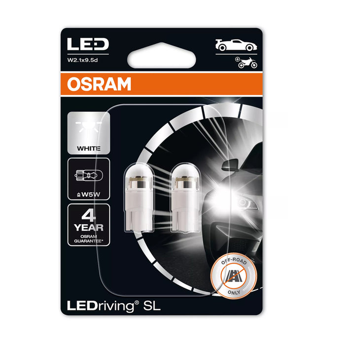 LED CAR BULBS W5W 2 PCS 2825DWP 12V 6000K 1W OSRAM W5W