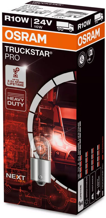 OSRAM TRUCKSTAR PRO AUX R10W 24V CARTON BOX 10 PCS
