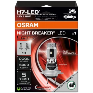 OSRAM H7-LED NIGHT BREAKER SPEED +450% 6000K 16W 12V HANGING FOLDING BOX 1 PCS