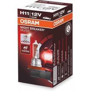 OSRAM NIGHT BREAKER SILVER H11 3200K 55W 12V CARTON BOX 1 PCS