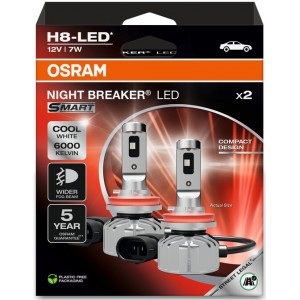 OSRAM H8 LED NIGHT BREAKER SMART 6000K 7W 12V HANGING FOLDING BOX X2 PCS