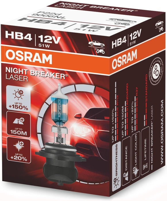 OSRAM NIGHT BREAKER LASER +150% HB4 51W 12V CARTON BOX 1 PCS