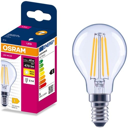 LED LAMP VALUE FILAMENT CLP40 470lm/827 E14 LEDVANCE