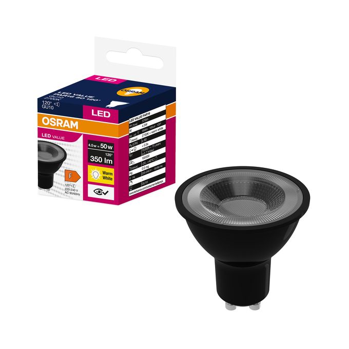 LED LAMP BLACK GU10 120° 4.5W 2700K