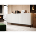 PAFOS chest of drawers on a black steel frame 200x40x102 cm white matt - Chests of drawers made of furniture