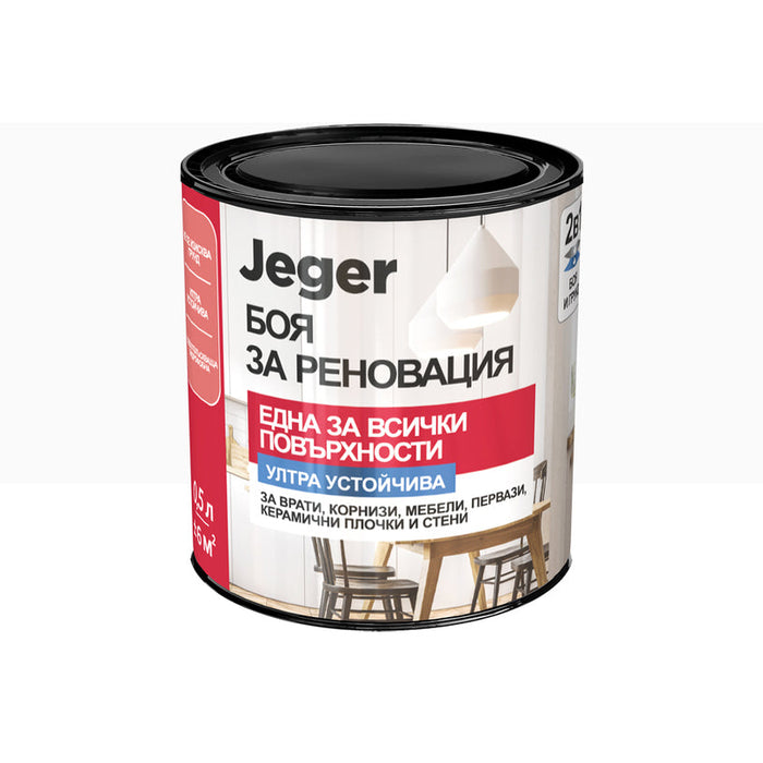 PAINT FOR RENOVATION WHITE 0.5 L JEGER - Алкидни и водоразтворими<<<Бои за метал и дърво<<<Бои и лакове<<<Praktiker