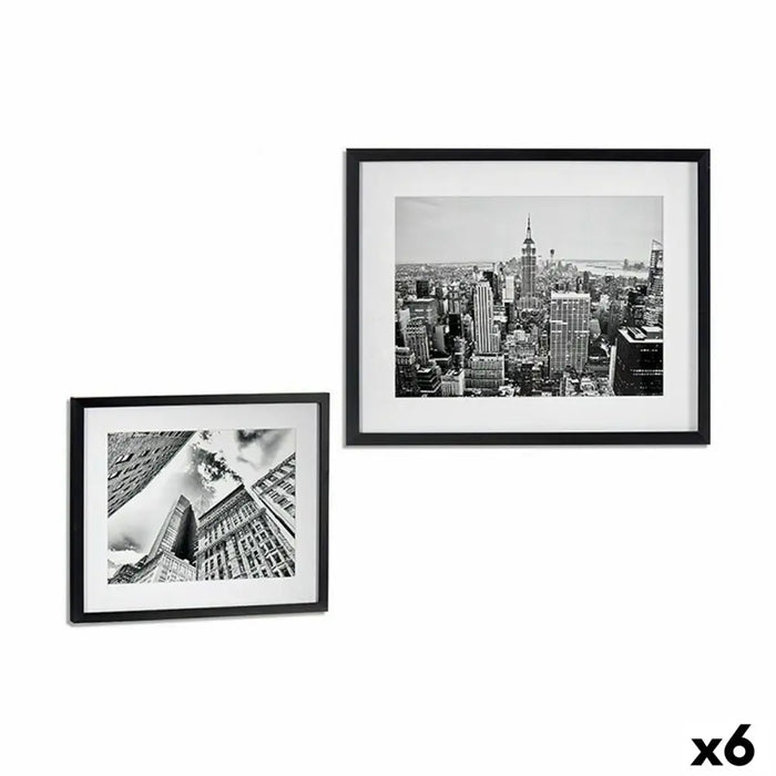 Painting Gift Decor Black Wood Glass Building 43 x 3 x 53 cm (6 Units) - Декорация и Осветление<<<Дом