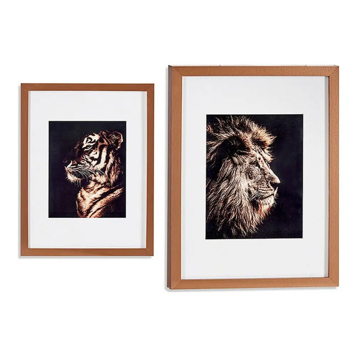 Painting Gift Decor Bronze Glass Particleboard Tiger Lion 33 x 3 x 43 cm 33 x 43 x 3 cm - Декорация и Осветление<<<Дом