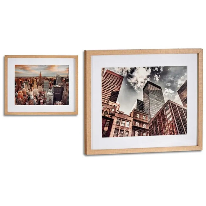 Painting Gift Decor Brown Wood Glass Building 43 x 3 x 53 cm (6 Units) - Декорация и Осветление<<<Дом