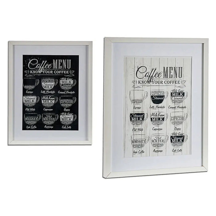 Painting Gift Decor Coffee White Wood Glass 3 x 53 x 43 cm - Декорация и Осветление<<<Дом Градина<<<BigBuy&&&Картини и