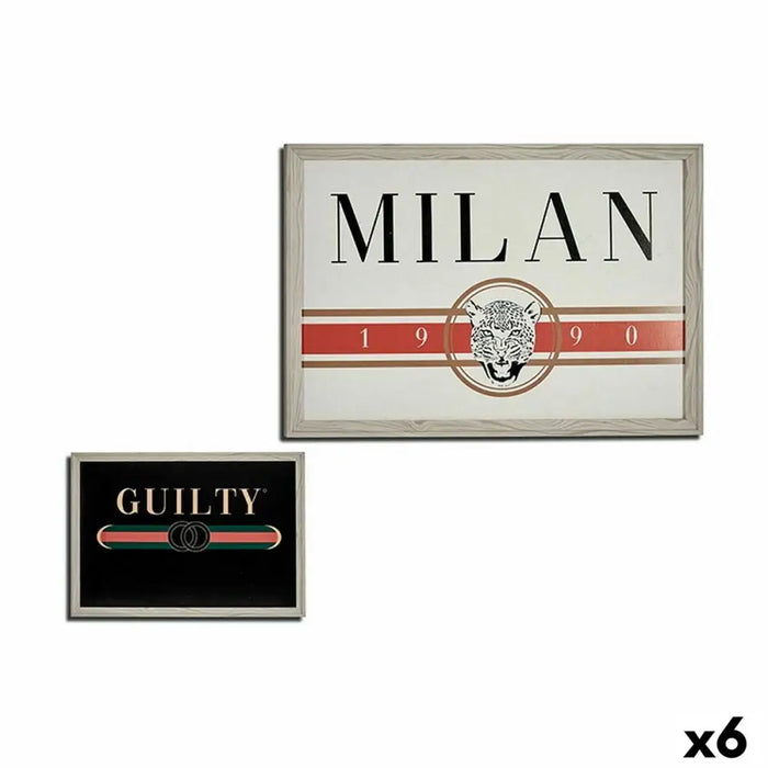 Painting Gift Decor GUILTY MILAN Cream Particleboard 46 x 2 x 66 cm (6 Units) - Декорация и Осветление<<<Дом
