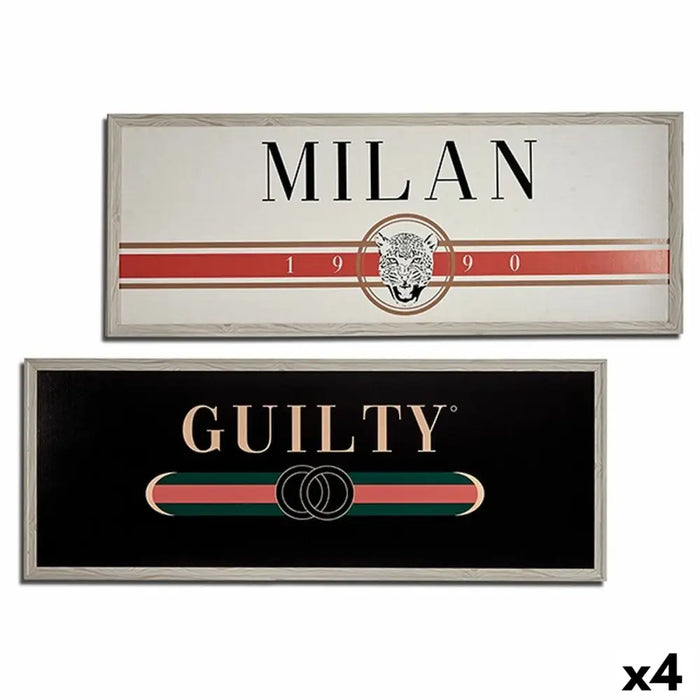 Painting Gift Decor GUILTY MILAN White Black Beige Cream Particleboard 2 x 46 x 121 cm (4 Units) - Декорация и