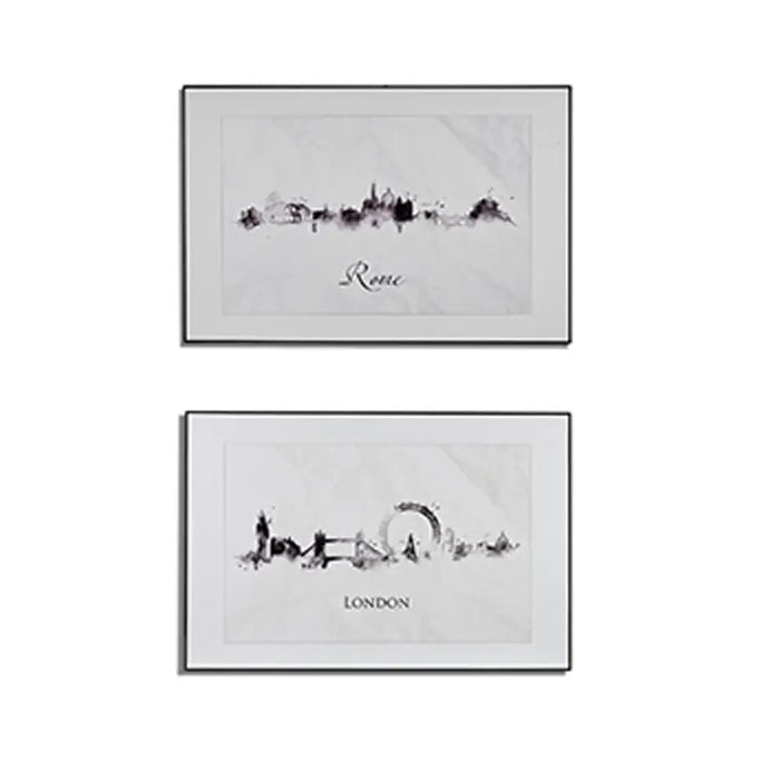 Painting Gift Decor White Black Particleboard City 81,5 x 3 x 121 cm (3 Units) - Декорация и Осветление<<<Дом
