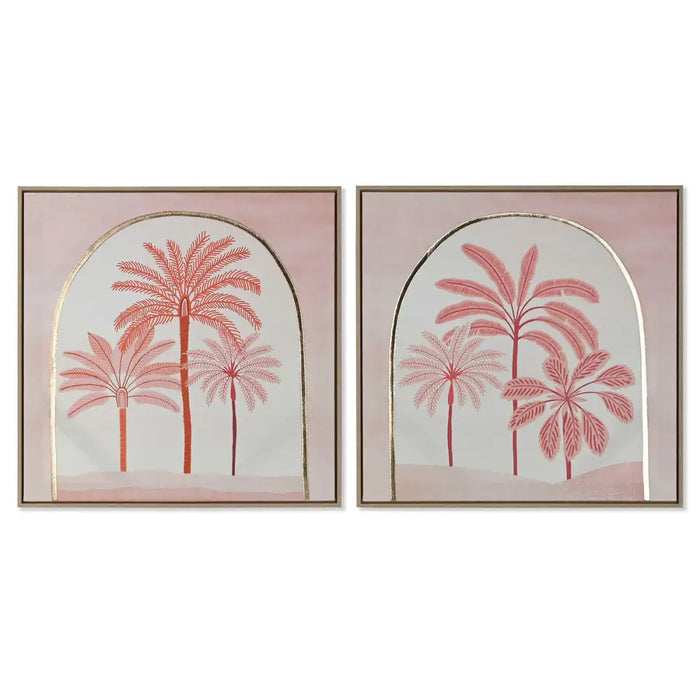 Painting Home ESPRIT Beige Coral Palms Colonial 60 x 2,5 x 60 cm (2 Units) - Декорация и Осветление<<<Дом