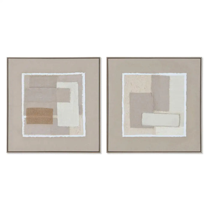 Painting Home ESPRIT Brown Beige Jute polystyrene Abstract Urban 62 x 3,2 x 62 cm (2 Units) - Декорация и
