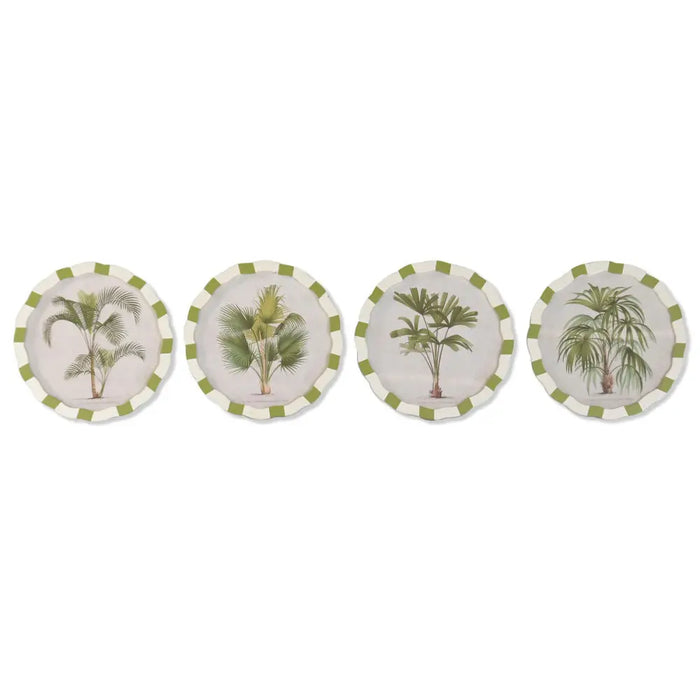 Painting Home ESPRIT White Green Palms Tropical 30 x 2 x 30 cm (4 Units) - Декорация и Осветление<<<Дом