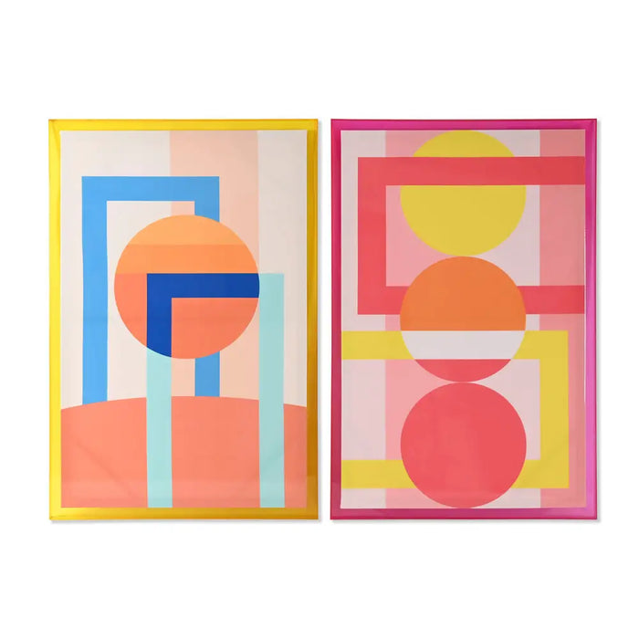 Painting Home ESPRIT Yellow Pink Modern Urban 80 x 3,3 x 120 cm (2 Units) - Декорация и Осветление<<<Дом