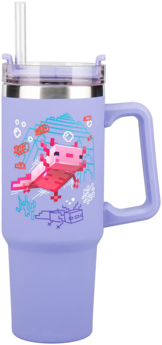 Paladone Cup: Minecraft - Purple 900ml Multiway Travel Cup Straw, PP14948MCF