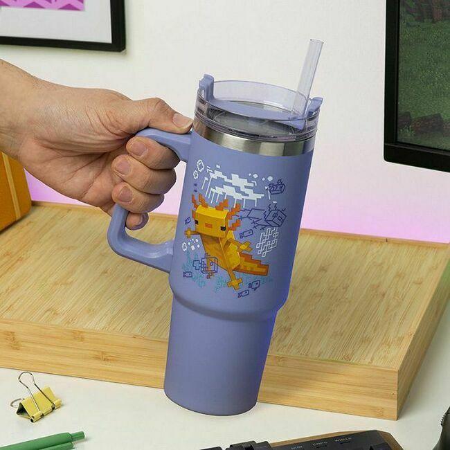 Paladone Cup: Minecraft - Purple 900ml Multiway Travel Cup Straw, PP14948MCF