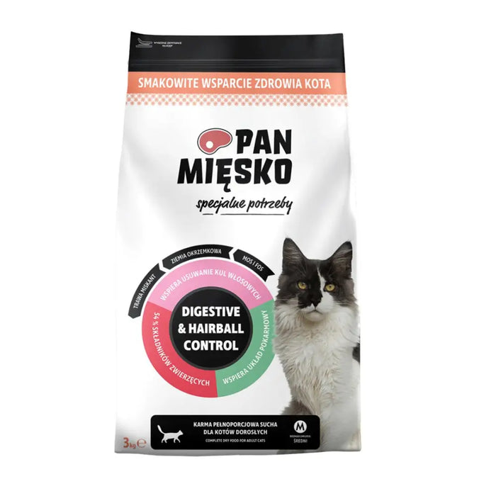 PAN MIĘSKO Digestive & Hairball Control Turkey - dry cat food - 3kg - Dry foodDLK-KAS<<<For the catDLK<<<ActionPL