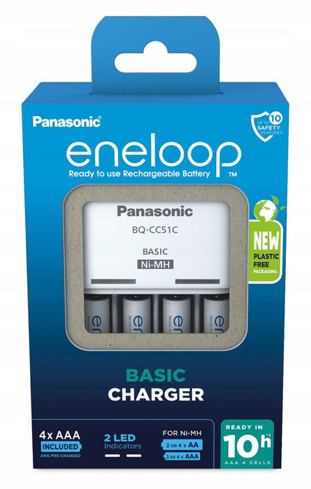 Battery charger PANASONIC Eneloop Basic BQ-CC51 + 4x AAA 800 mAh (K-KJ51MCD04E)