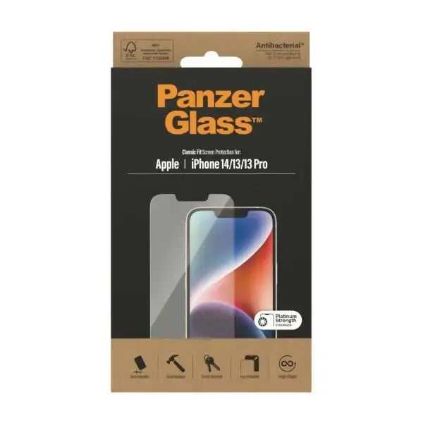 PanzerGlass Classic Fit antibacterial glass for iPhone 14 / 13 Pro / 13 - Cell phone tempered glass<<<HurtelXML