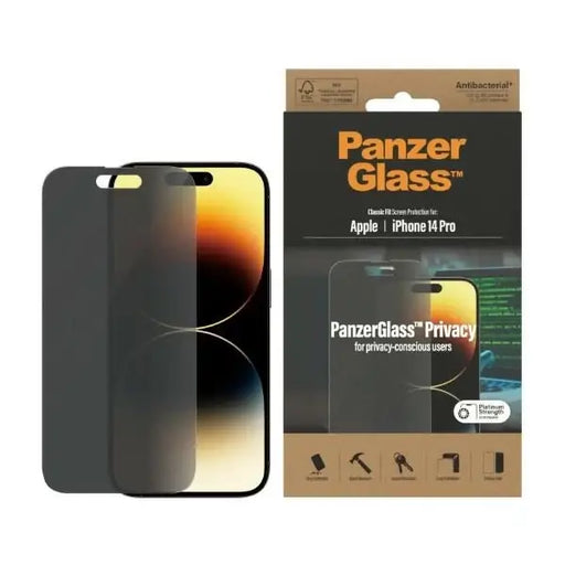 PanzerGlass Classic Fit antibacterial privacy glass for iPhone 14 Pro - Cell phone tempered